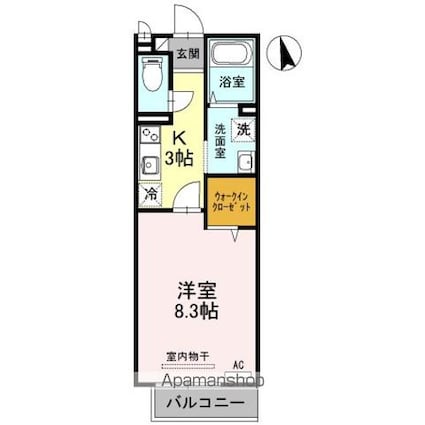 スタシオン東野・アクシス　Ａ棟[1K/29.44m2]の間取図