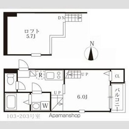 ユグドラシル高畑[1K/20.55m2]の間取図