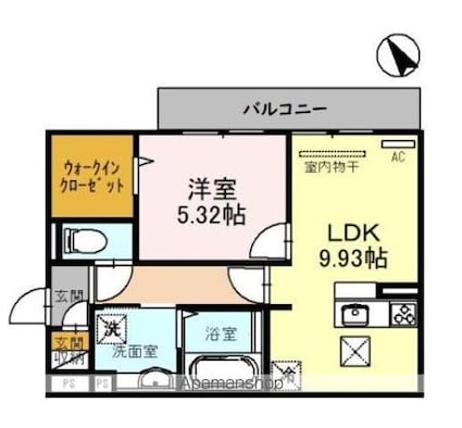 シャルム・リリー[1LDK/42.76m2]の間取図
