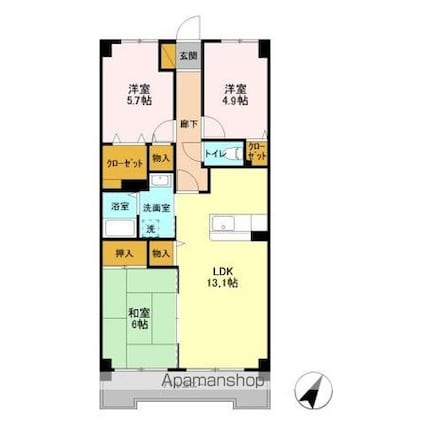 ヒロ末広[3LDK/69m2]の間取図