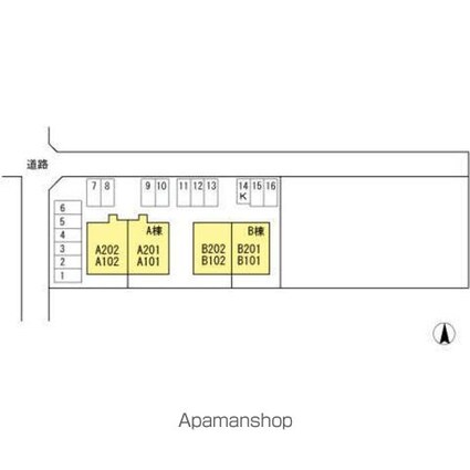 ラフィーネ双葉　Ａ棟[2LDK/65.33m2]の配置図