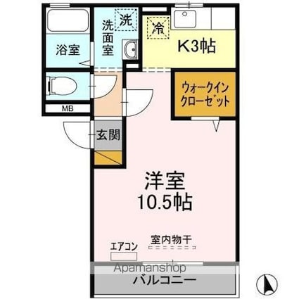 クレッセント[1K/34.15m2]の間取図