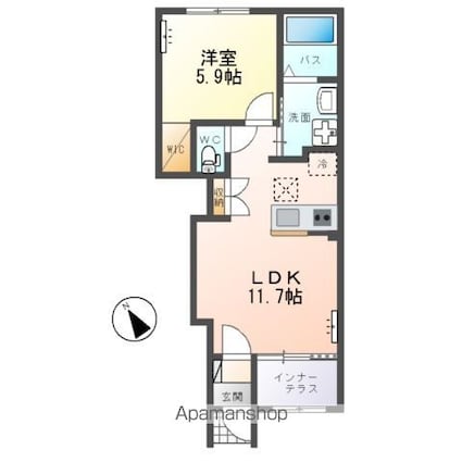 ｐａｔｒｉｅ（パトリ）[1LDK/43.24m2]の間取図