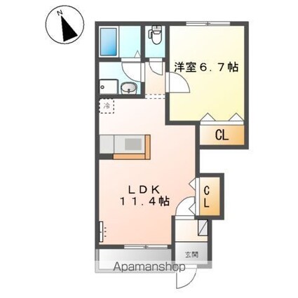 グランペシュ[1LDK/44.95m2]の間取図