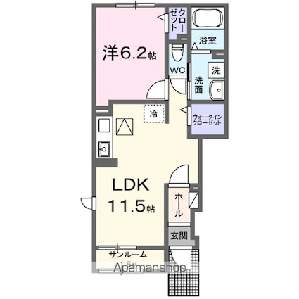 グランドハイツⅠ[1LDK/43.61m2]の間取図
