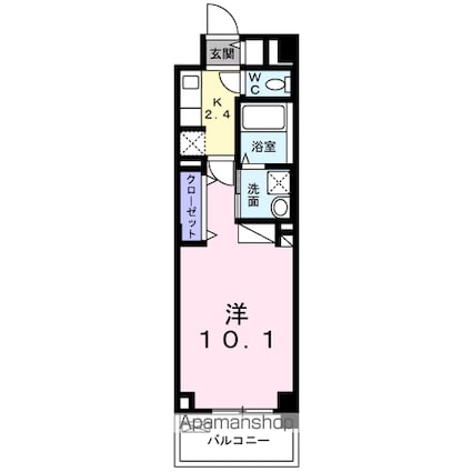 ウィステリア　パーク　稲毛海岸[1K/30.98m2]の間取図