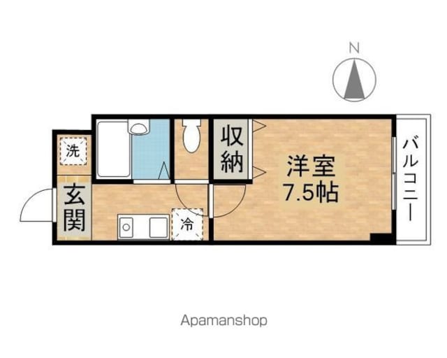 アルカディア堂山[1K/23.78m2]の間取図