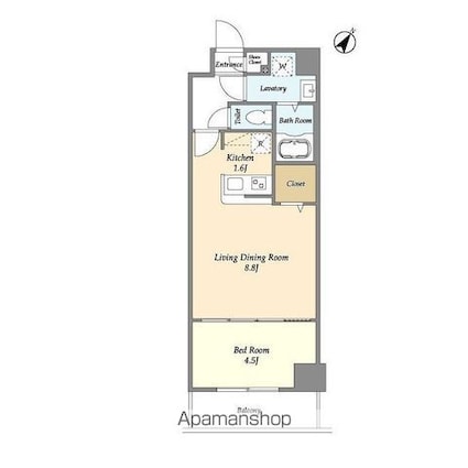 アルファコート常盤台３[1LDK/35.68m2]の間取図