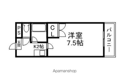 マリーブ１８２０[1K/22.75m2]の間取図