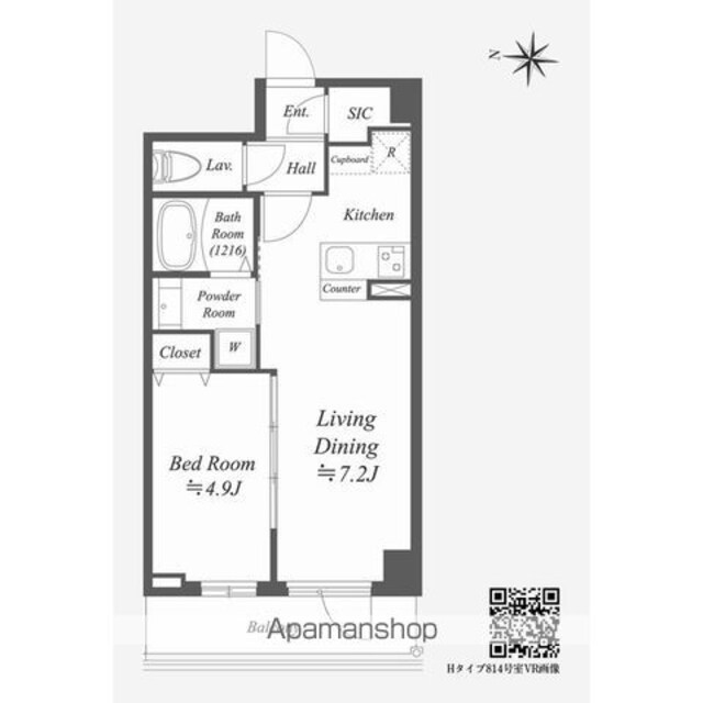 Ａｌｐｈａ　Ｐｒｉｍｅ東陽町[1LDK/34.46m2]の間取図
