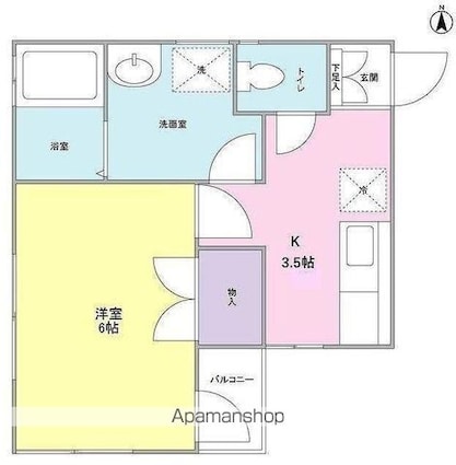 東京都世田谷区新町２丁目[1K/26.07m2]の間取図
