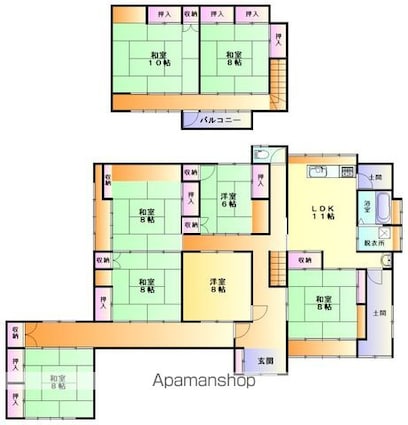 岩手県一関市山目字十二神[7SLDK/228.34m2]の間取図
