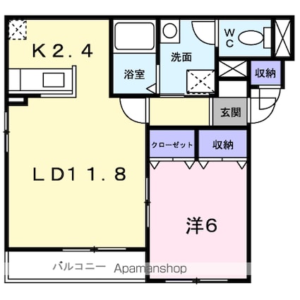 ジェルメ大手町２号棟[1LDK/48.51m2]の間取図