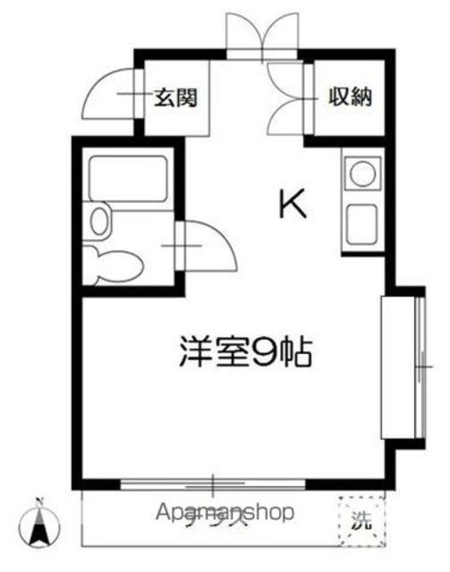 松原フラット[1R/17.39m2]の間取図