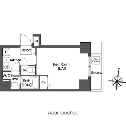 エスタート両国[1K/25.43m2]の間取図