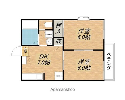 ファミール河瀬[2DK/37.8m2]の間取図