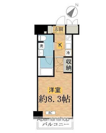 ＳＨＯＫＥＮ　Ｒｅｓｉｄｅｎｃｅ八王子[1K/25.59m2]の間取図