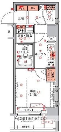 ハーモニーレジデンス日本橋イースト[1K/25.47m2]の間取図