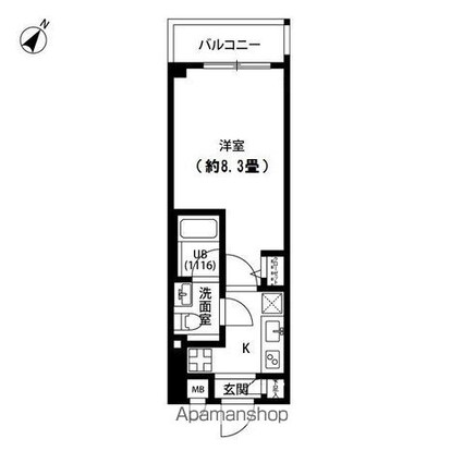 プレール・ドゥーク駒沢公園[1K/25.35m2]の間取図