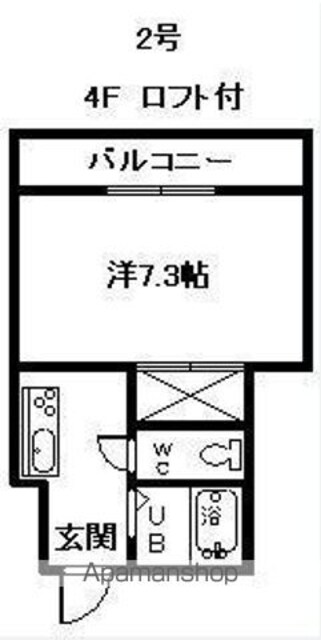 清水町ハイツⅡ[1K/22.5m2]の間取図