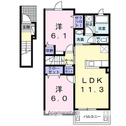 カルムメゾン・ＫⅡＢ[2LDK/57.07m2]の間取図
