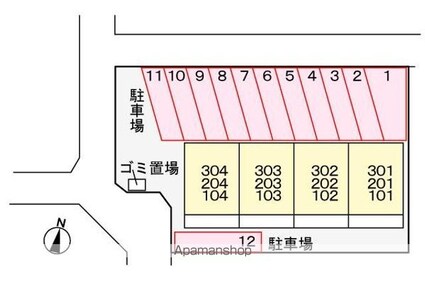 ハイツヤマシタ[2DK/40.15m2]の配置図