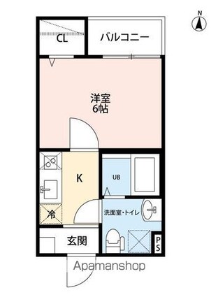 シャインスター[1K/22.06m2]の間取図