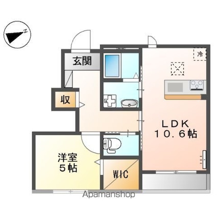 グレイスⅡ[1LDK/43.65m2]の間取図
