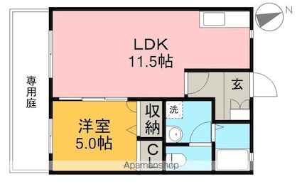 グレース　ディアス[1LDK/40.59m2]の間取図