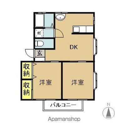 シティハイツ小林Ｂ棟[2LDK/49.74m2]の間取図