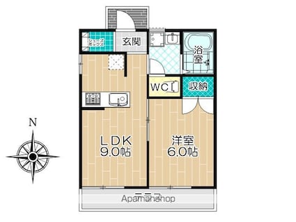 瀬田ハイツ[1LDK/32.8m2]の間取図