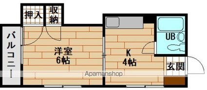 タカスハイツ[1K/22.4m2]の間取図