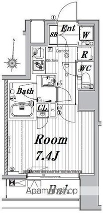 メイクスデザイン両国ＳＯＵＴＨ[1K/26.2m2]の間取図