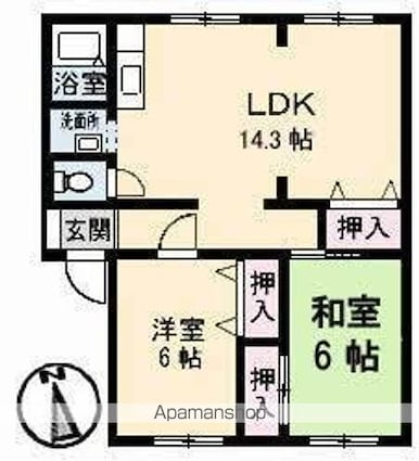 サンビレッジ高松　Ｄ棟[2LDK/60.35m2]の間取図