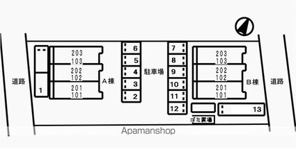 アムール・ＧＡＫＵ　Ａ[1R/33.15m2]の配置図