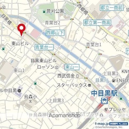 東京都目黒区東山２丁目[1K/25.44m2]の周辺