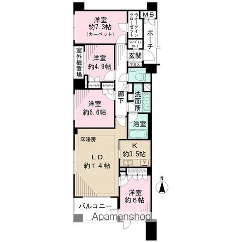 中野区中央のマンションの間取り