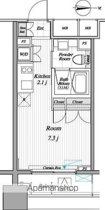 レジディア錦糸町Ⅱ[1R/23.86m2]の間取図