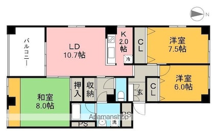 カーサ・オリージャ[3LDK/78.56m2]の間取図