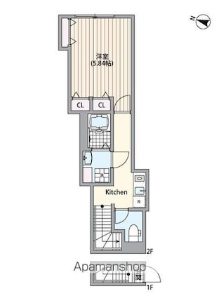 マーレ弦巻[1K/28.68m2]の間取図