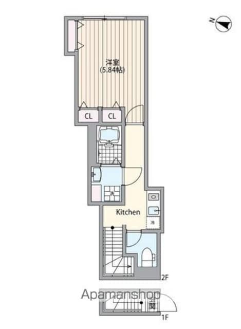 マーレ弦巻[1K/28.68m2]の間取図
