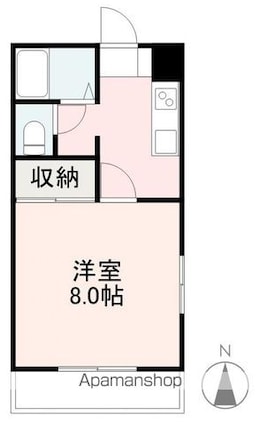 グランコートＭⅡ[1K/26m2]の間取図