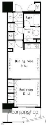 パークアクシス四谷ステージ[1DK/34.82m2]の間取図