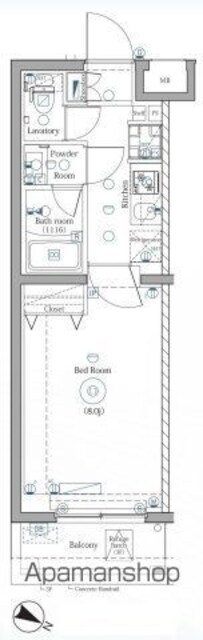ＤＩＰＳ明大前[1K/25.43m2]の間取図