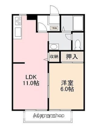 サンライフ植松　Ａ・Ｂ棟[1LDK/40.92m2]の間取図