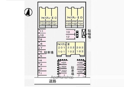 シャン・ミリューⅡＤ[1R/33.15m2]の配置図
