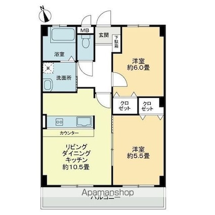 香川県高松市林町[2LDK/51.6m2]の間取図