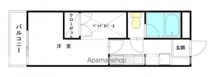 ルームサンコート[1K/22.96m2]の間取図