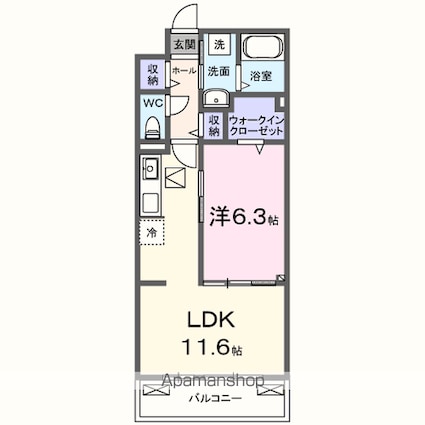 ヴィラバース[1LDK/42.59m2]の間取図