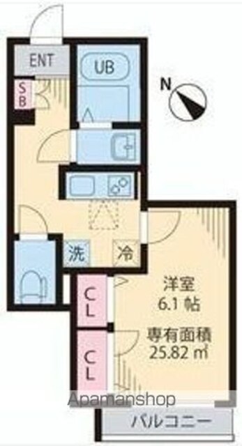 東京都世田谷区松原２丁目[1R/25.82m2]の間取図